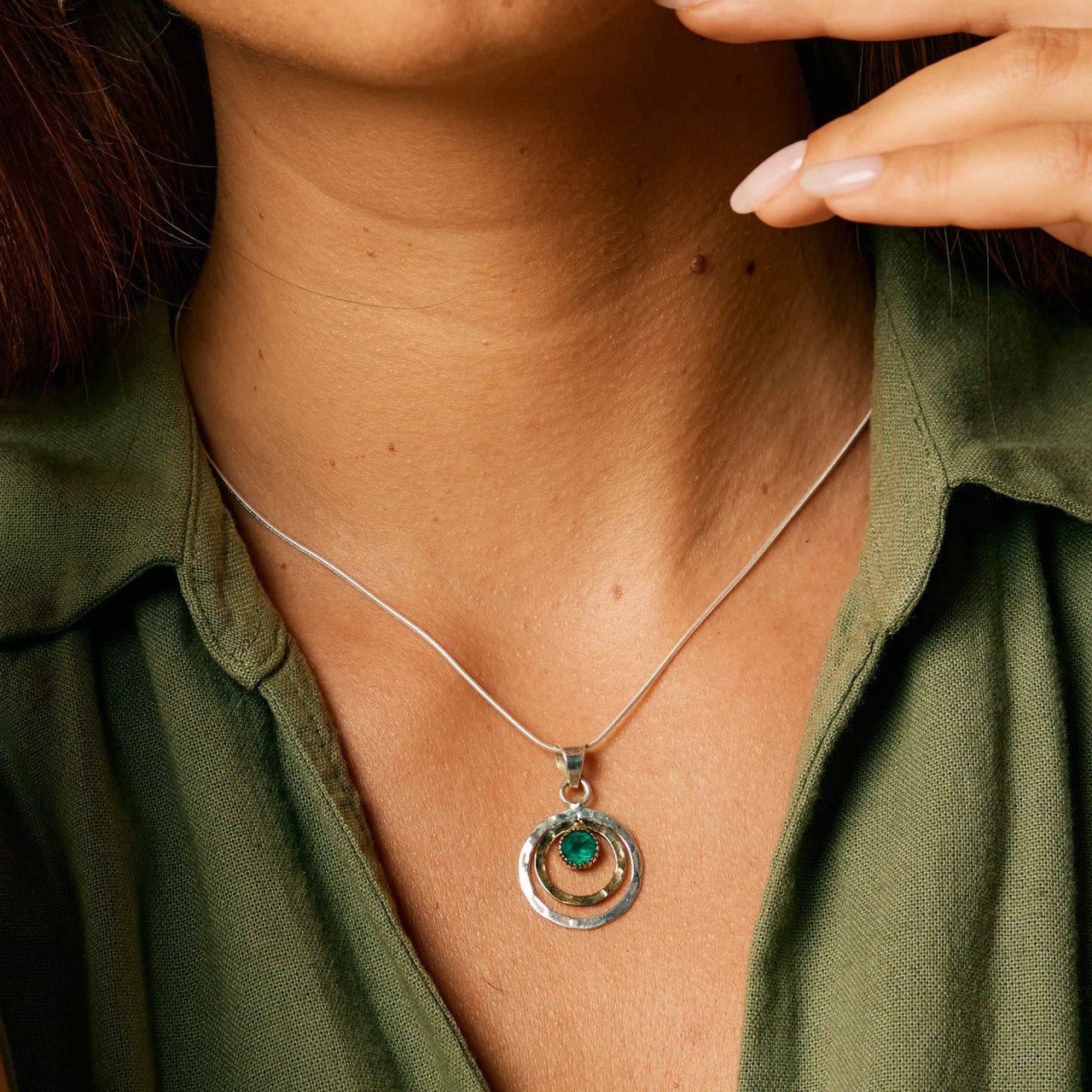 Charlotte's Web - Infinity Universe Necklace - Green Onyx