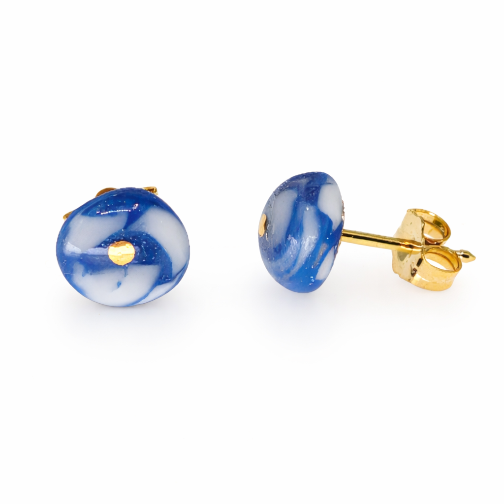 Blue Porcelain Stud Earrings