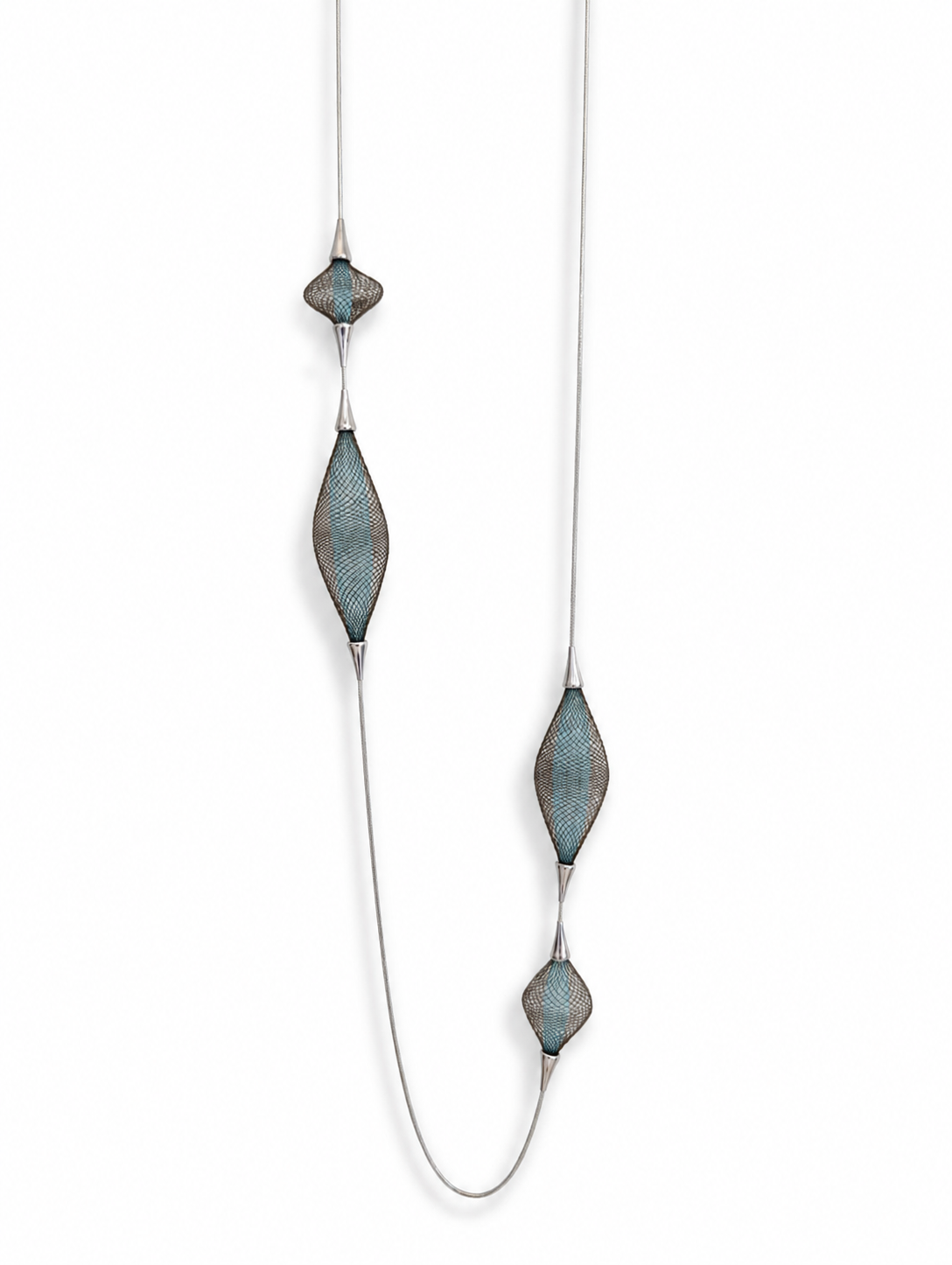 Lagoon Blue & Brown Long Voluble Necklace