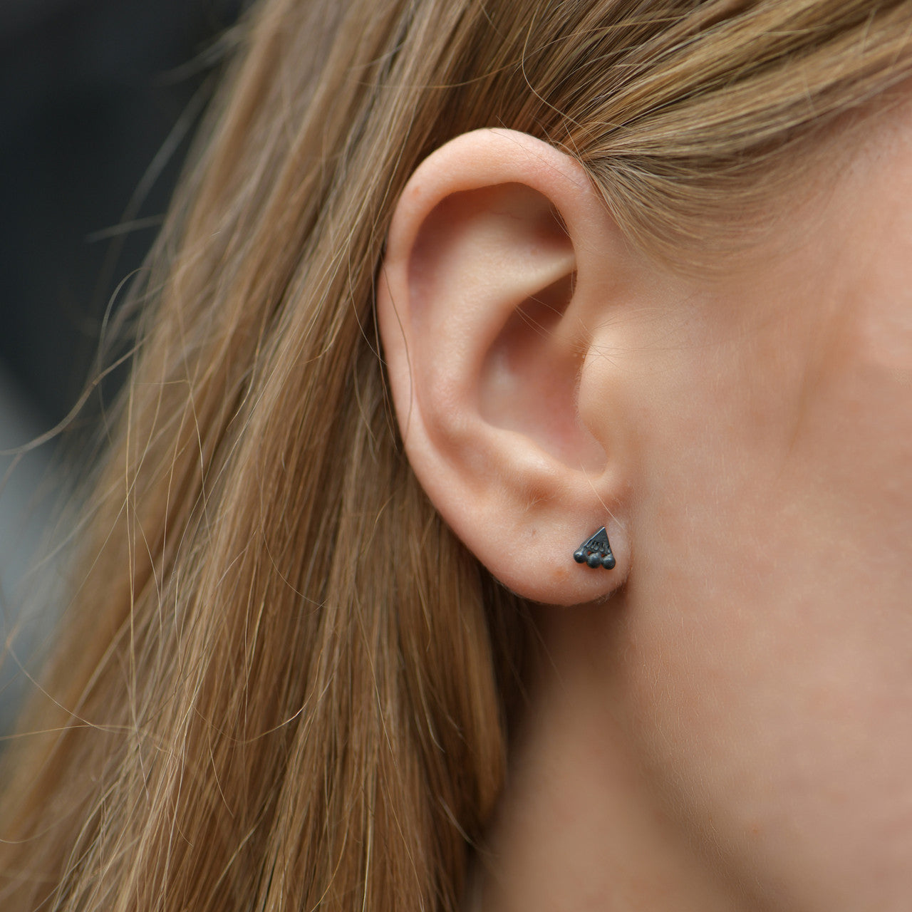 Milly_Thomas_handmade_jewellery_earrings_studs_small_mini_oxidised_sterling_silver_triangle_Australia