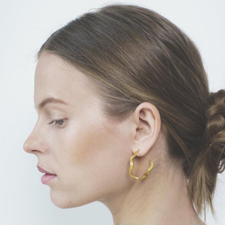 The World 18K Gold Plated 925 Silver Hoops Earrings
