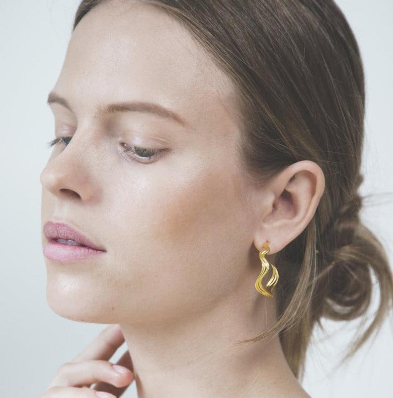 The World 18K Gold Plated 925 Silver Hoops Earrings