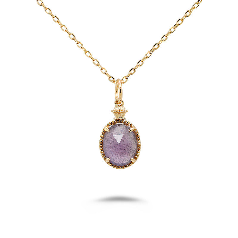 Delicate Oval Brazilian Amethyst Pendant Necklace