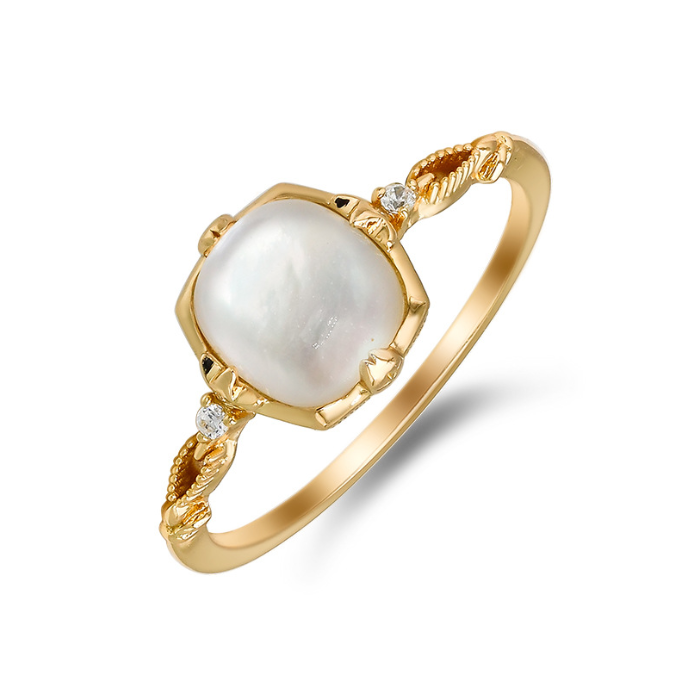 Gold Vermeil Mother Shell Pearls Fine Silver Ring