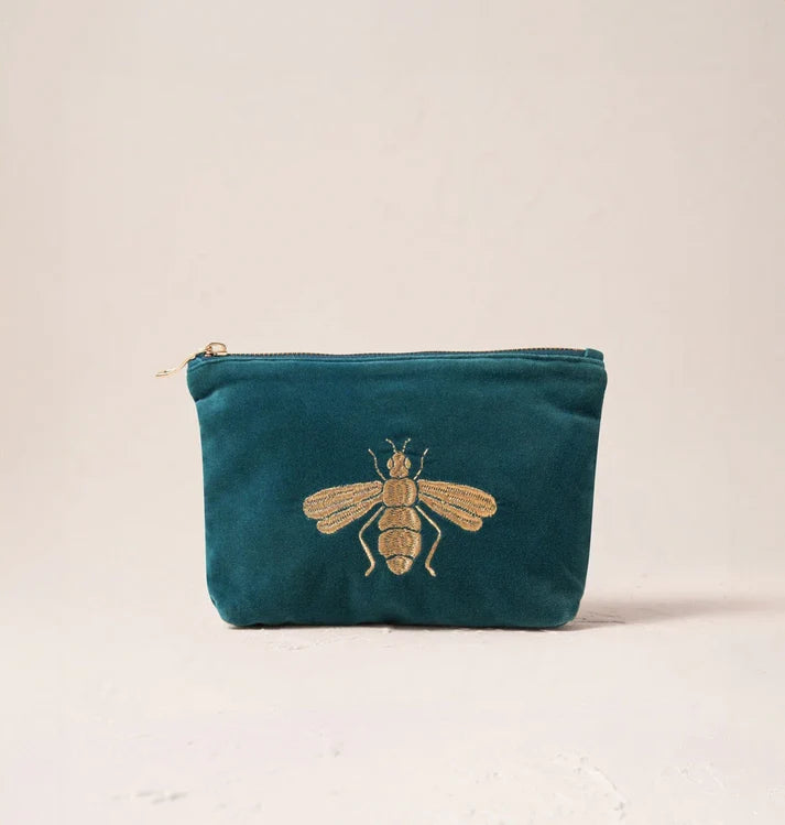 Rich Blue Honey Bee Mini Pouch
