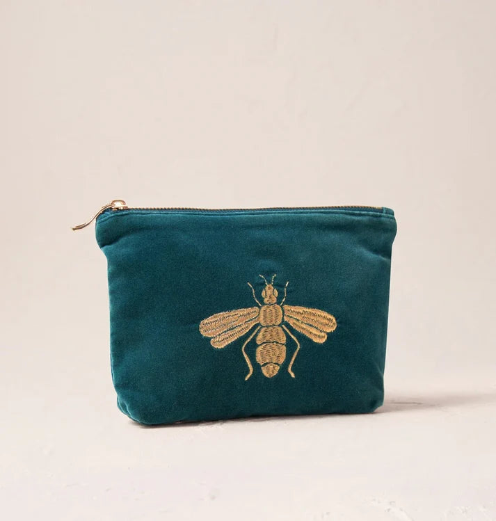 Rich Blue Honey Bee Mini Pouch