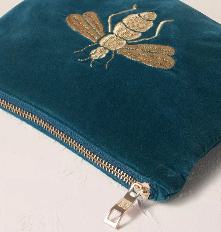 Rich Blue Honey Bee Mini Pouch