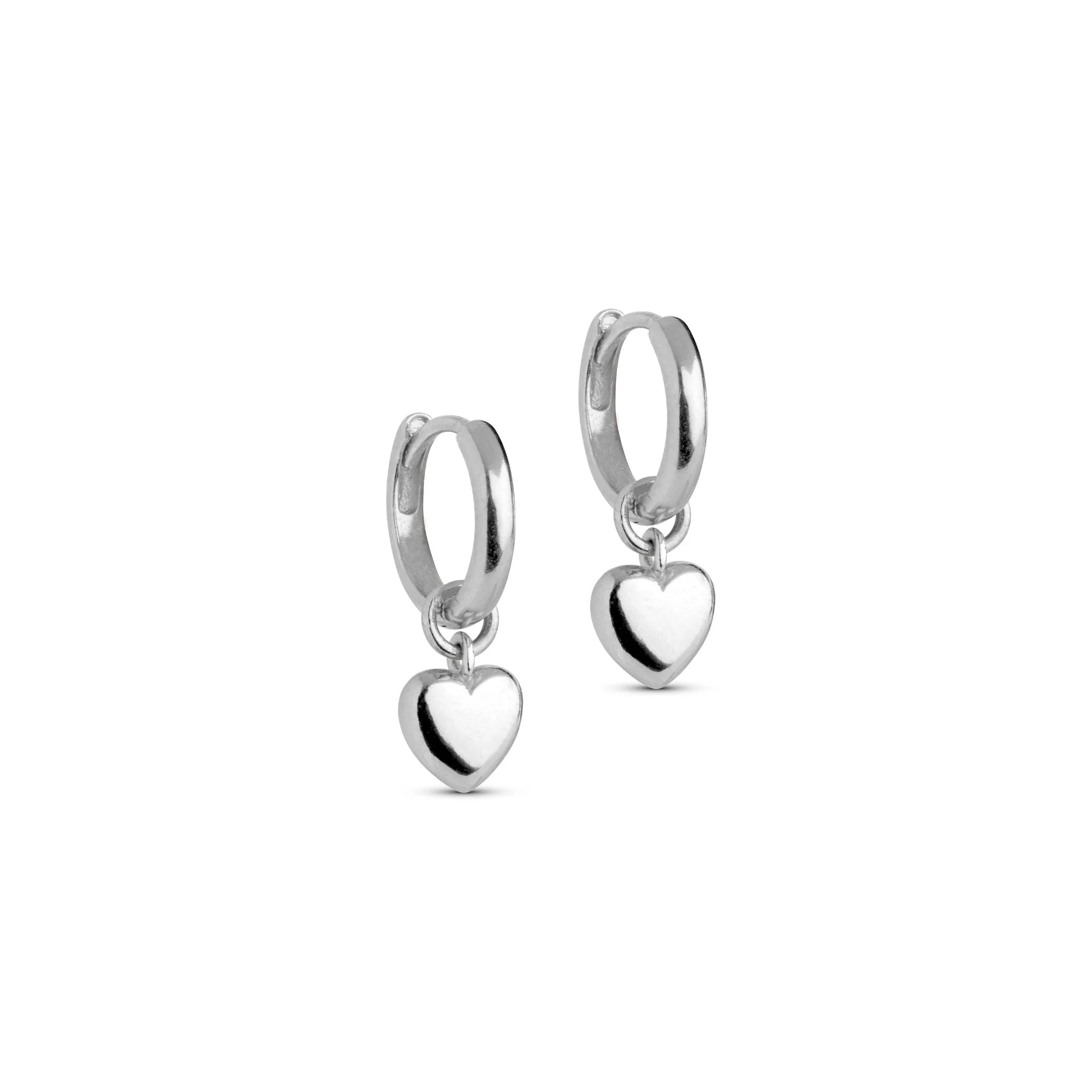 Amore Sterling Silver Heart Hoops