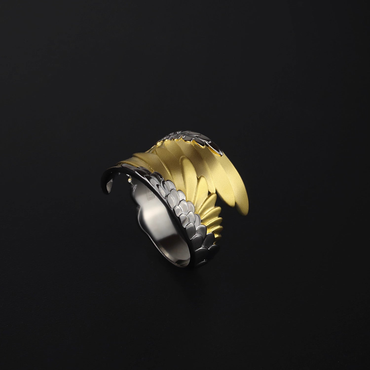 Gold and Black Contrast Angel Wing Ring