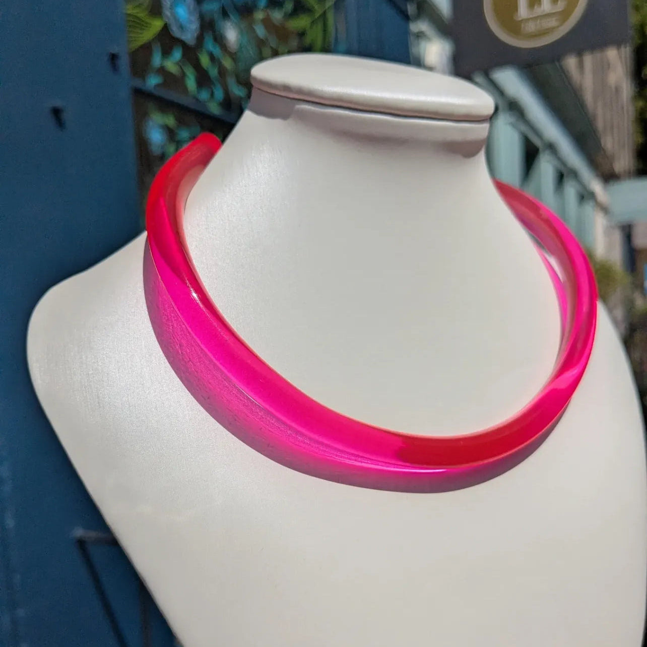 Juliette Lucite Neon Pink Choker Necklace