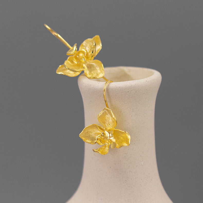 Orchid Flower Drop Earrings