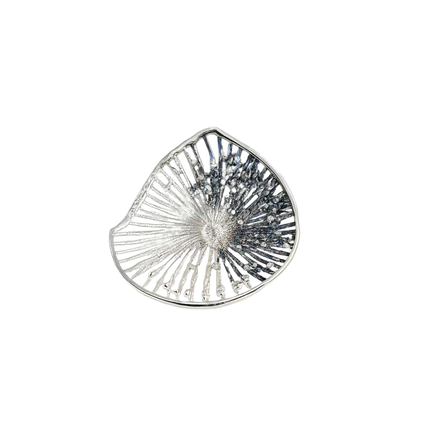Filigree Style Leaf Ring with Oxidised Detail