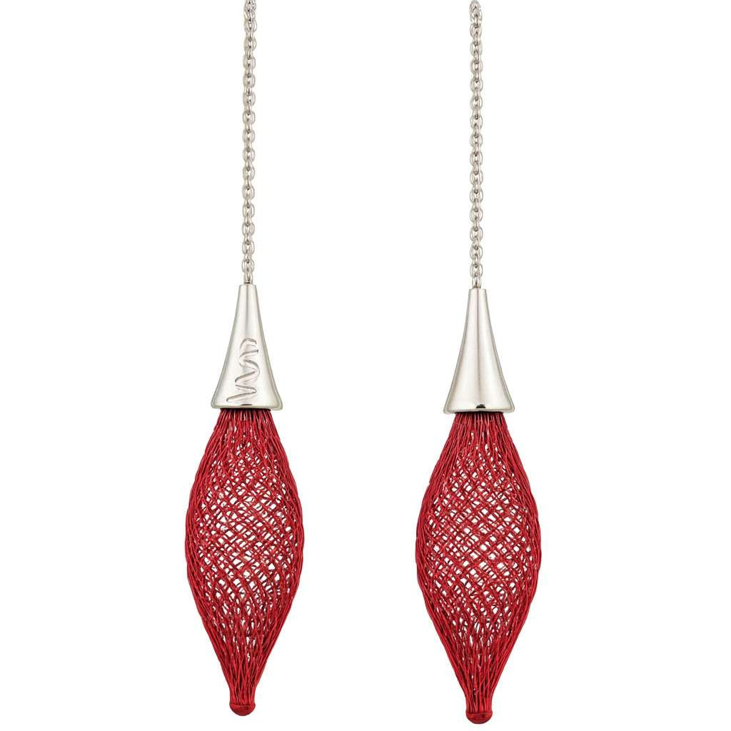 Maroon Epineuse Silver Threader Earrings