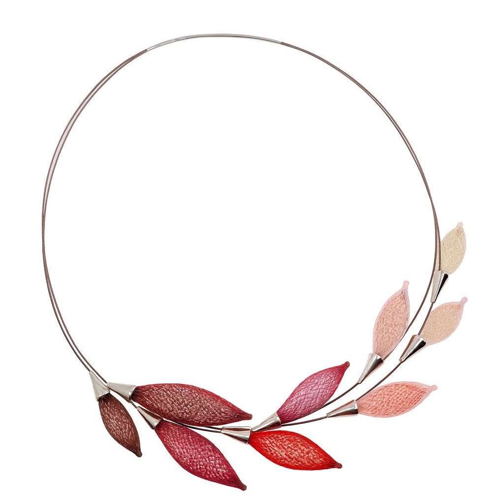 Red, Pink, White Epineux Gradient Leaves Choker Necklace