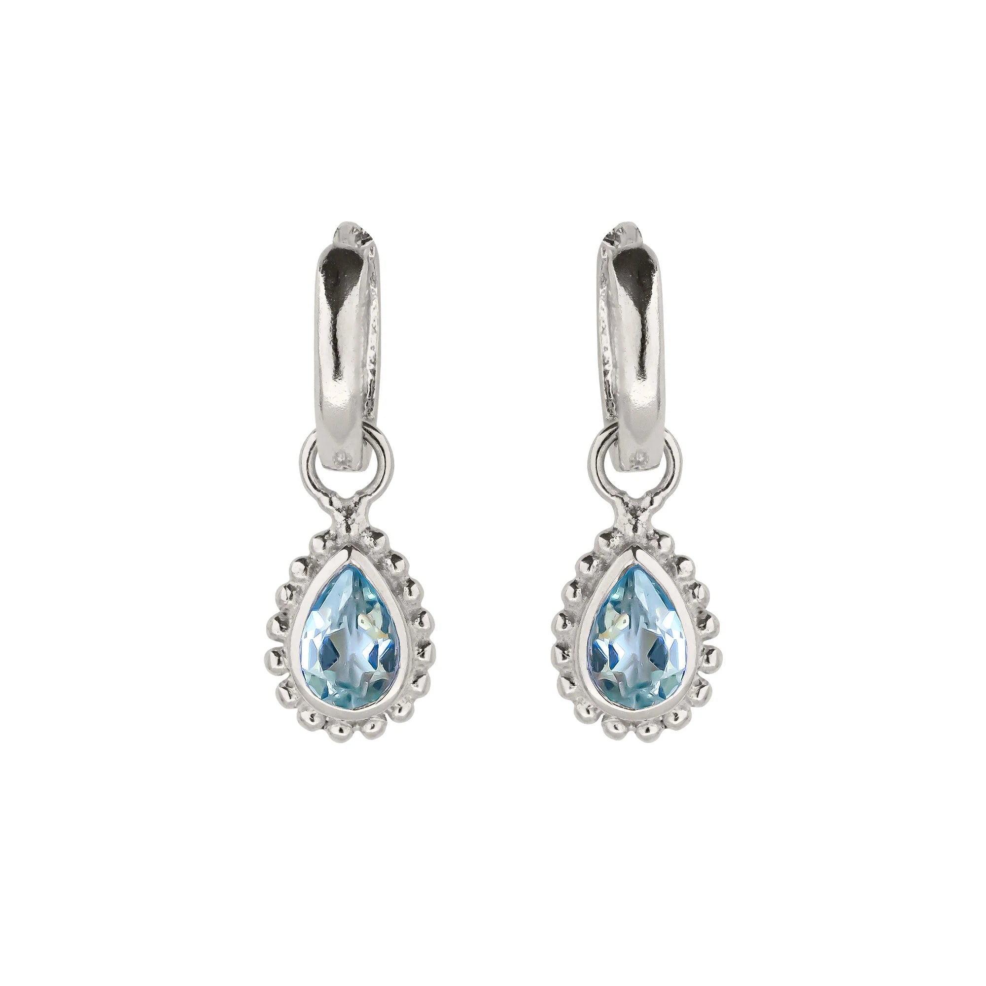 November Birthstone Huggie Hoops - Blue Topaz