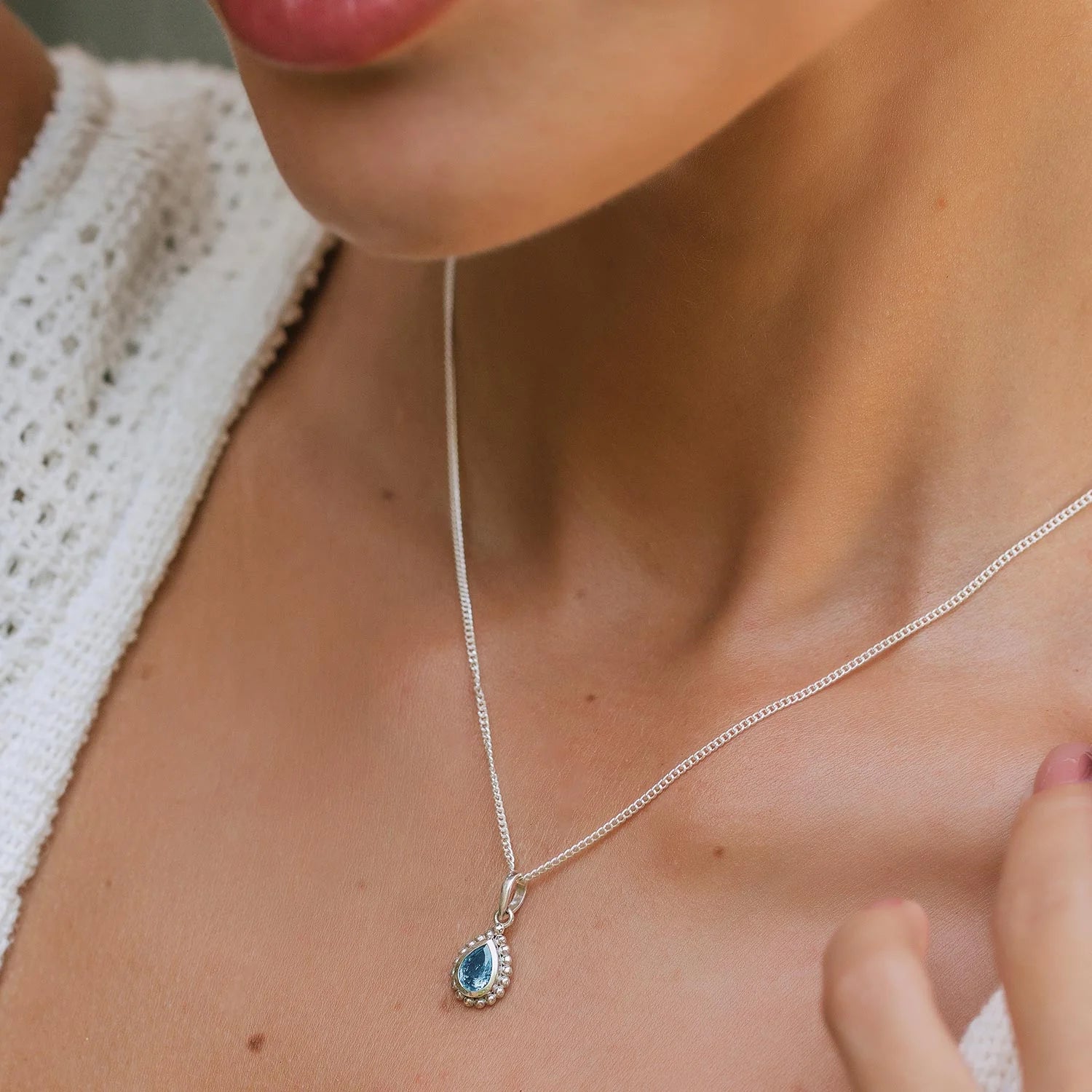 November Birthstone Necklace - Blue Topaz