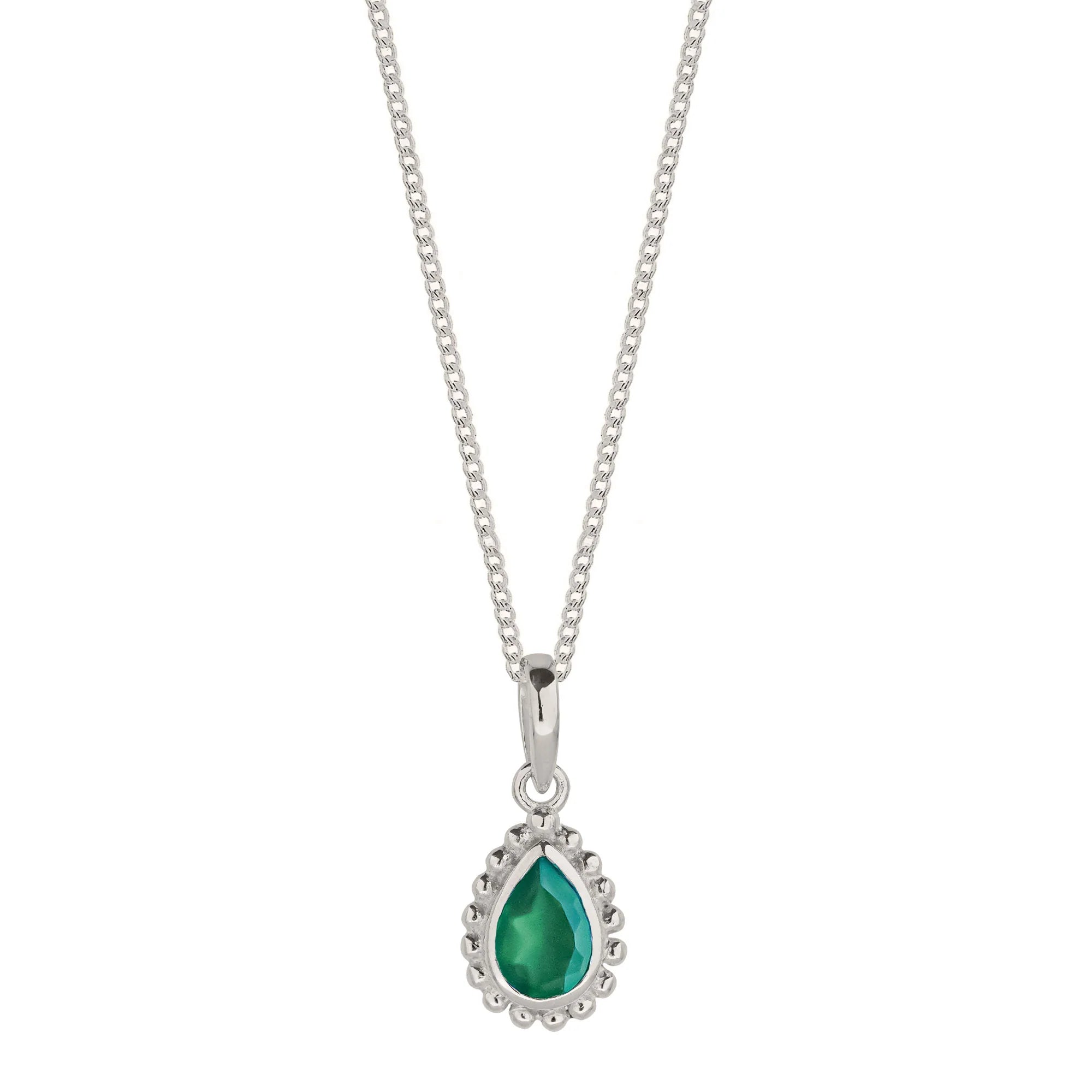 May Birthstone Necklace - Green Onyx