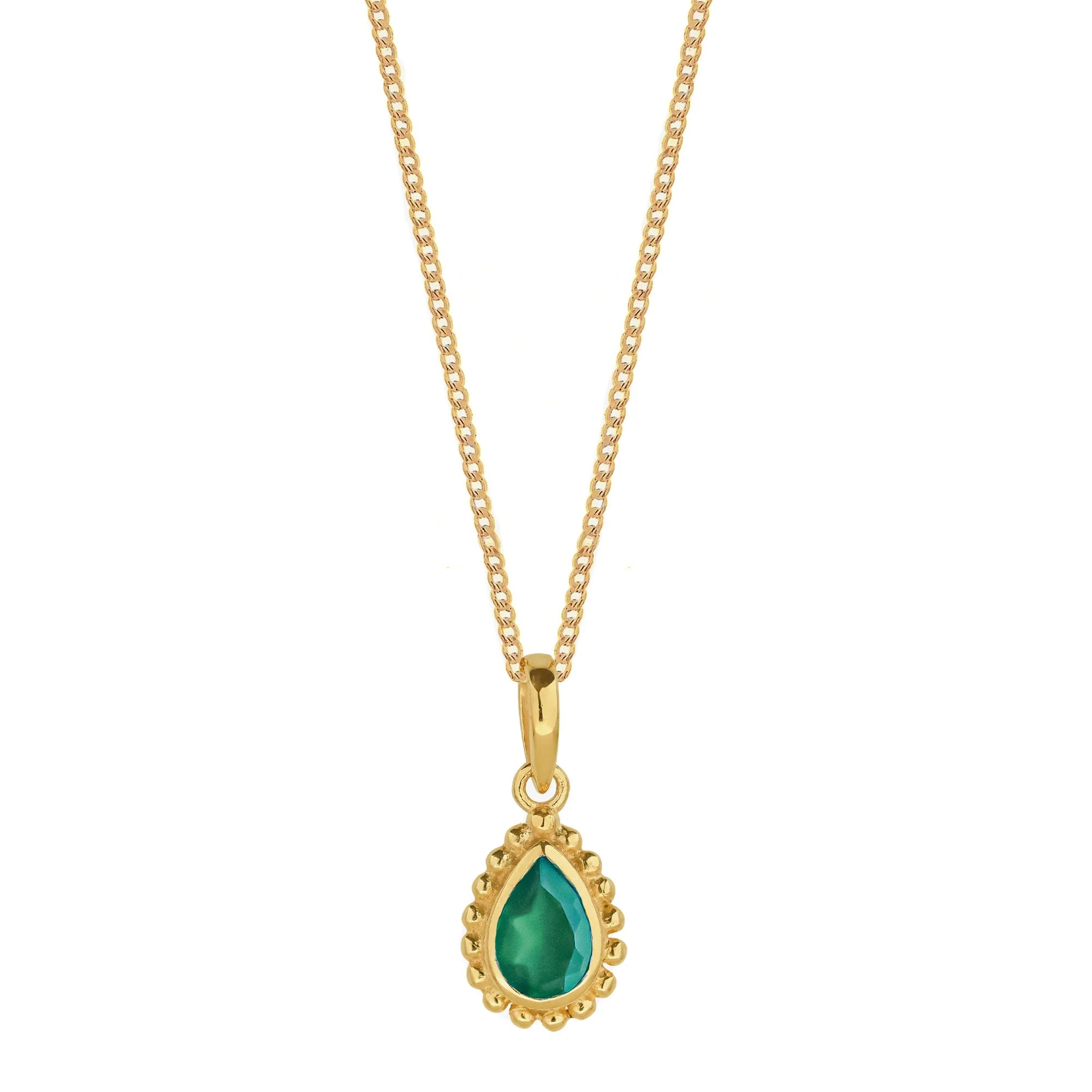 May Birthstone Necklace - Green Onyx