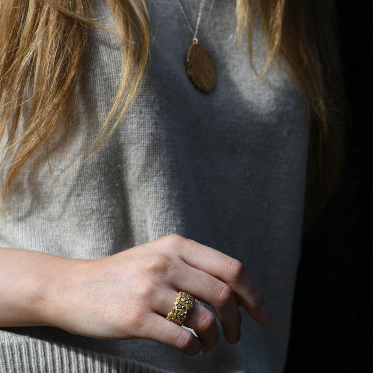 Jade_Mellor_handmade_jewellery_Caddis_glimmer_ring_bronze_chunky_statement