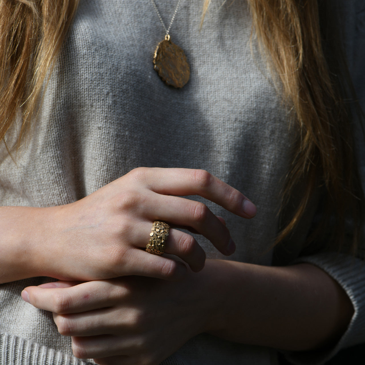 Jade_Mellor_handmade_jewellery_Caddis_glimmer_ring_bronze_chunky_statement