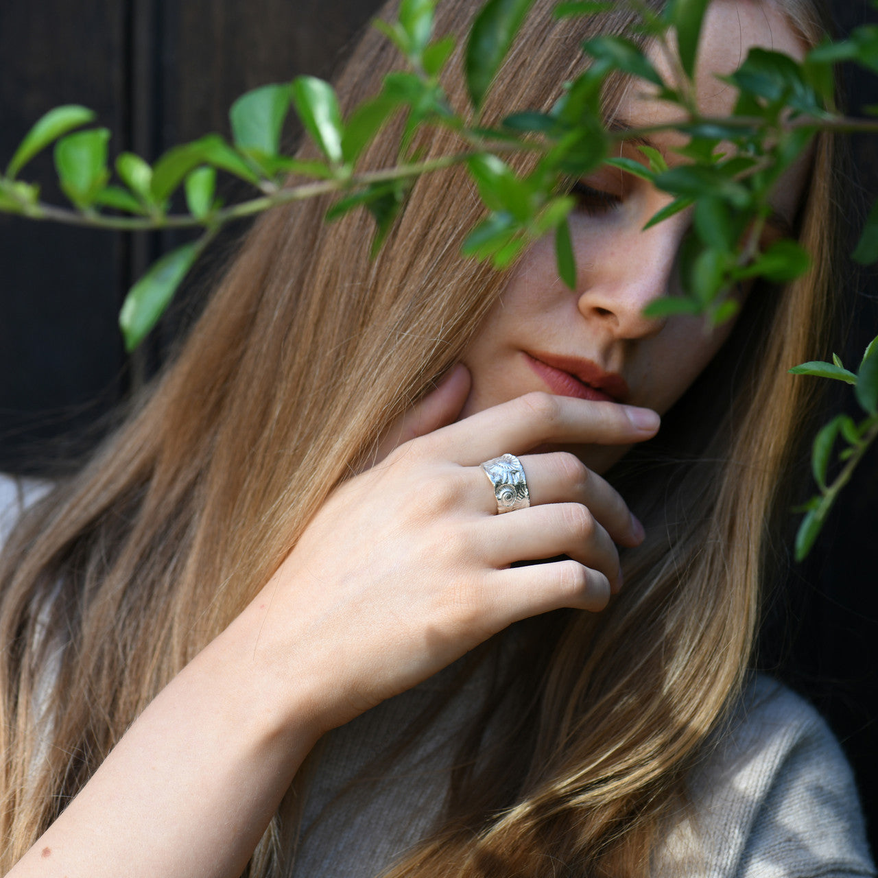 Jade_Mellor_handmade_jewellery_ammonite_ring_sterling_silver_organic_chunky_thick_band