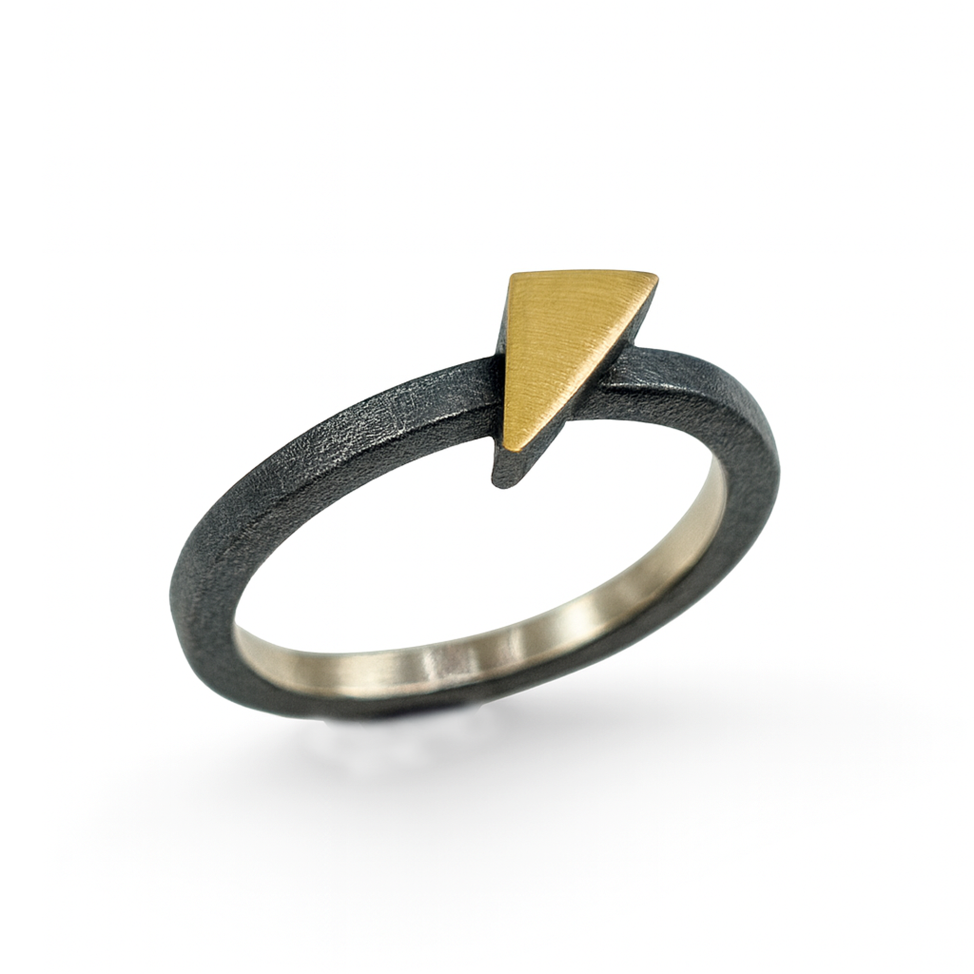 Oxidised Sterling Silver 18k Matte Gold Triangle Small Cheops Ring