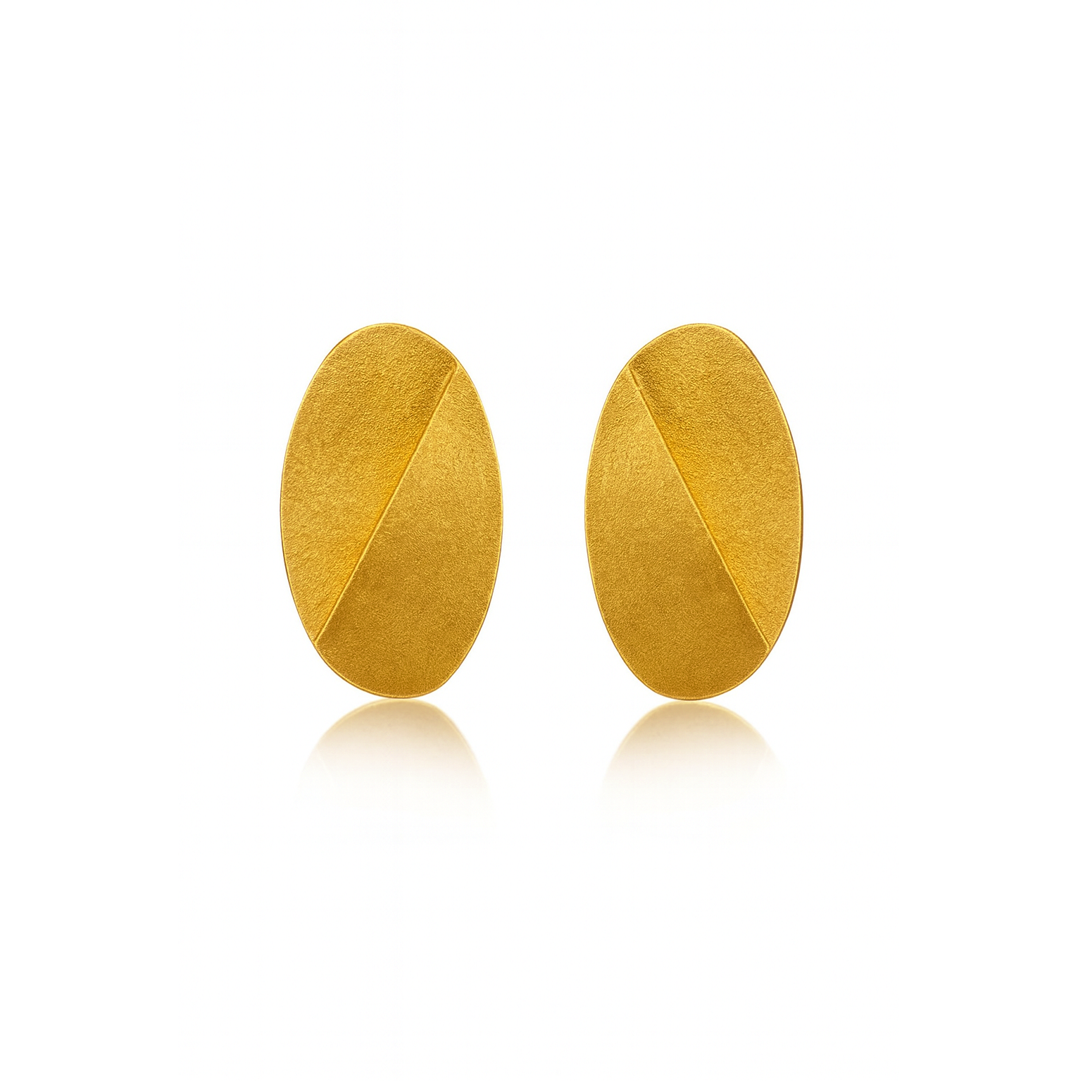 Large Split Oval Textured Stud Earrings