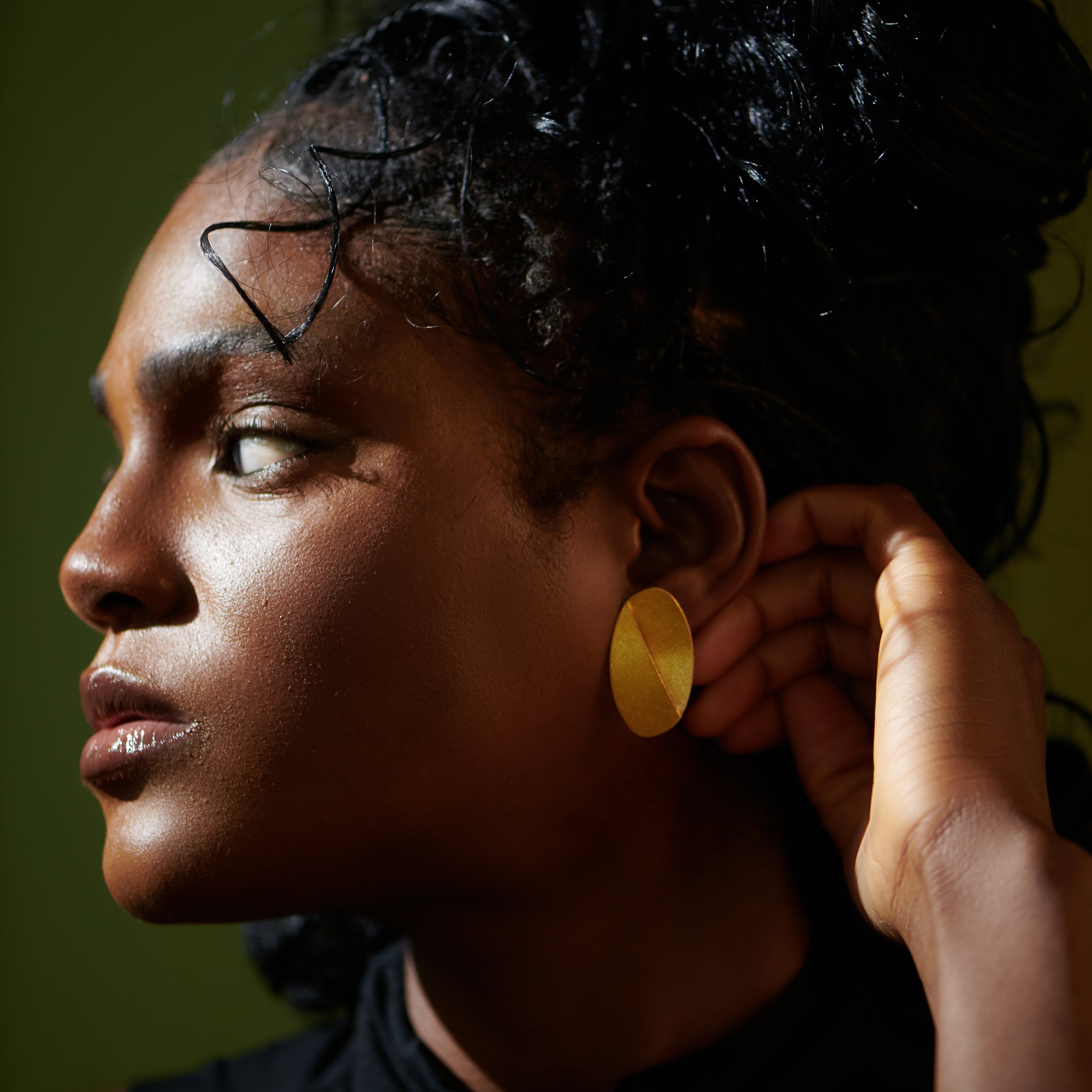 Large Split Oval Textured Stud Earrings