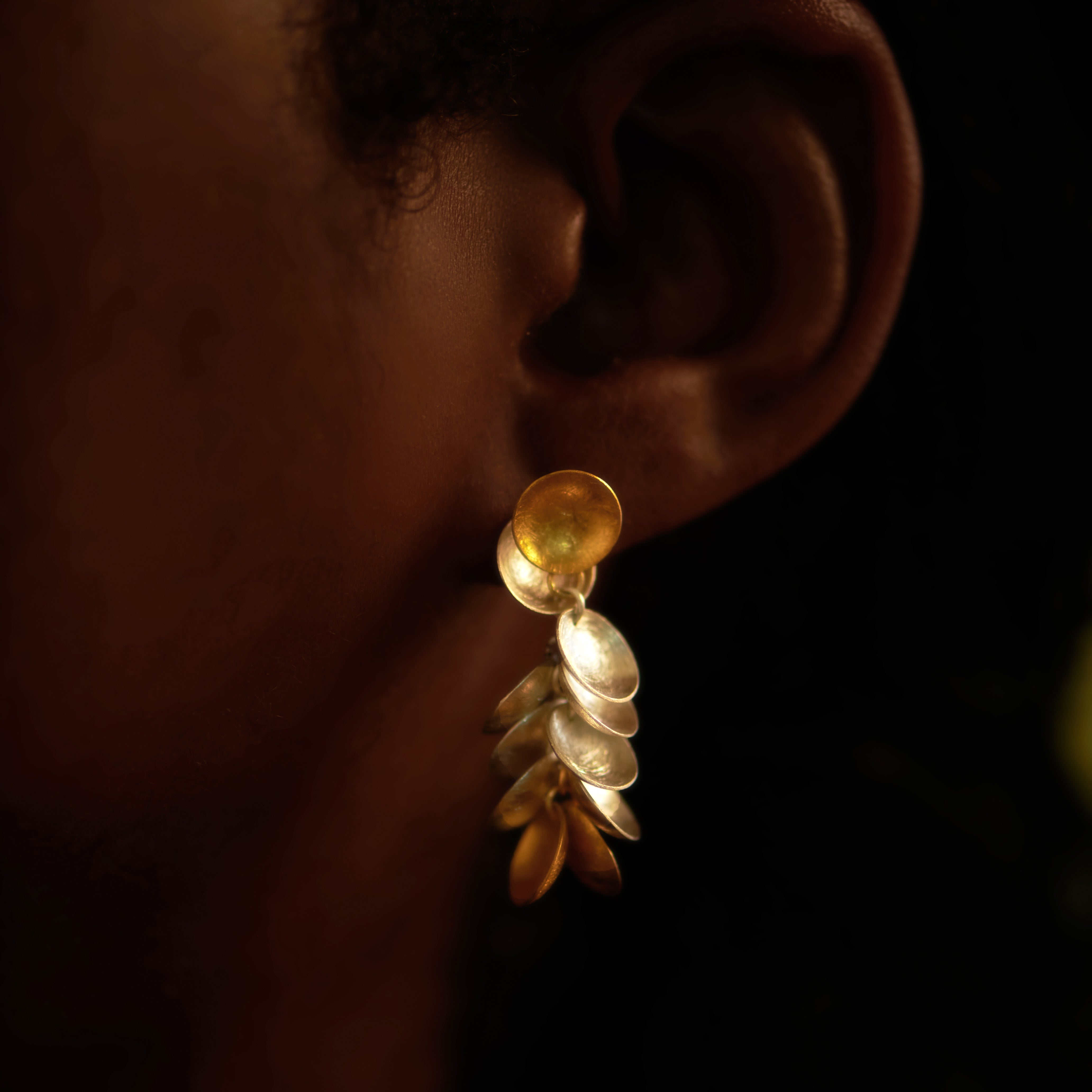 Two Toned Chandelier Drop Earrings