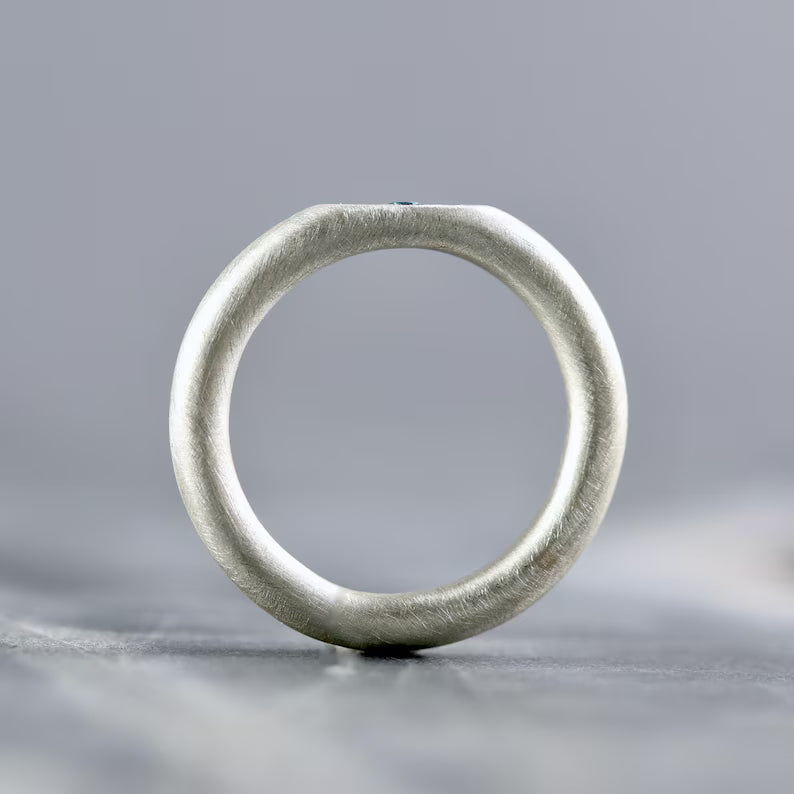 Sterling Silver & Blue Sapphire Slice Ring