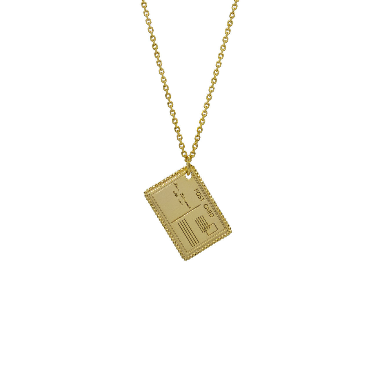 Love from Edinburgh postcard gold plated silver necklace