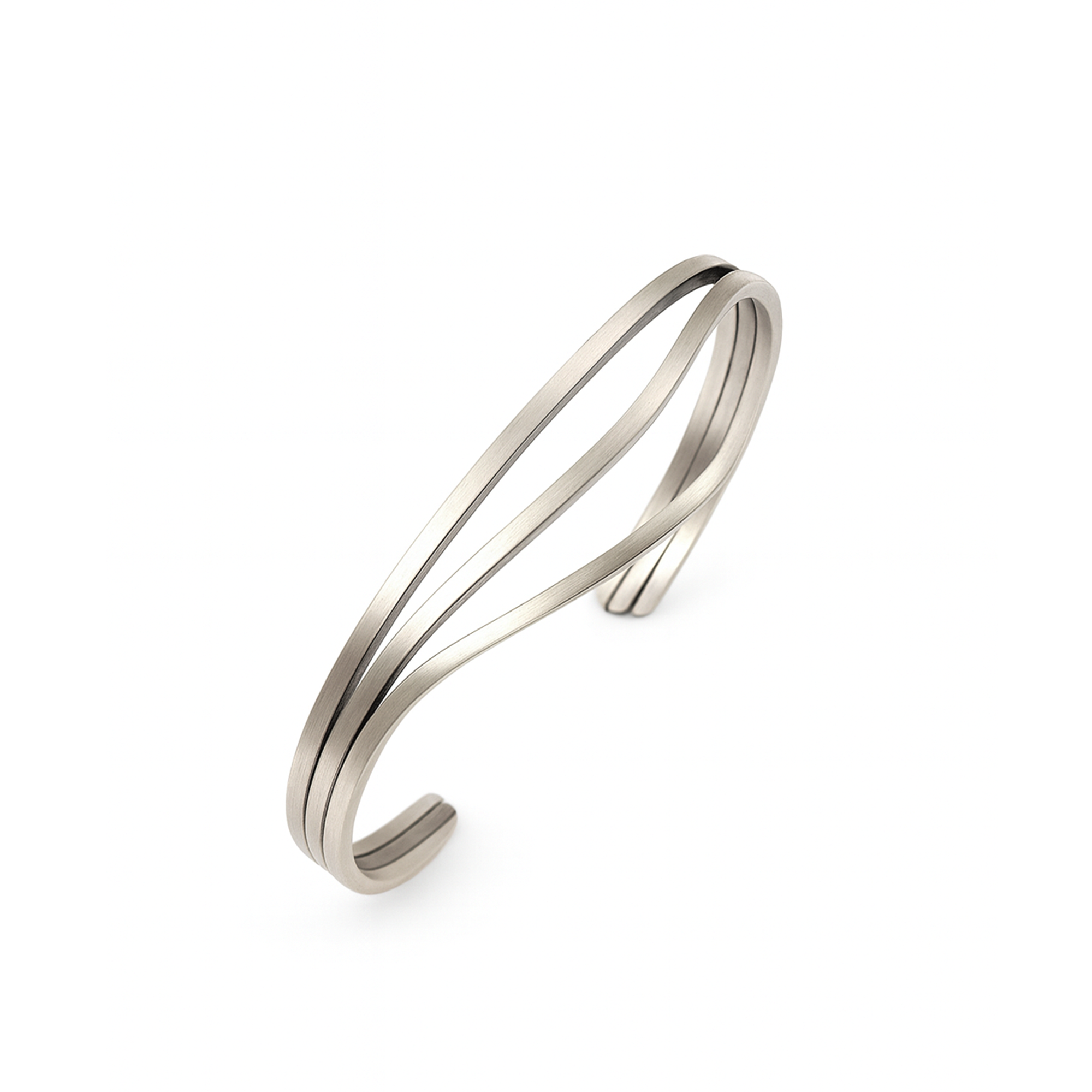 Sterling Silver Curved Line Bangle