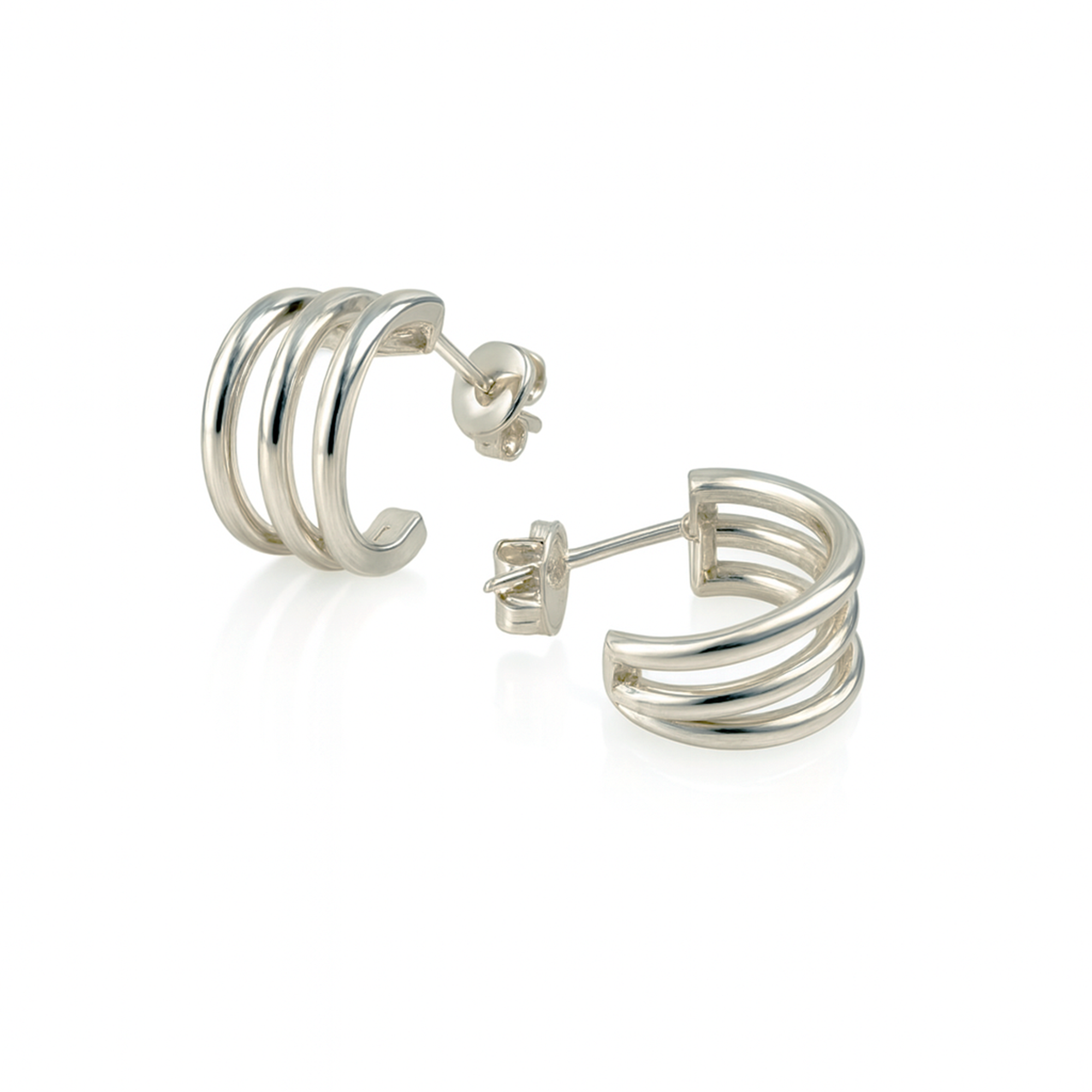 Sterling Silver Curved Line Stud Earrings