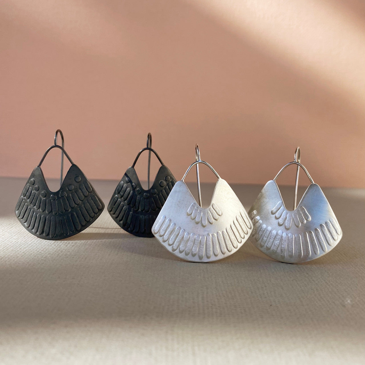Milly_Thomas_handmade_jewellery_earrings_sterling_silver_statement_embossed_Australia_guardian_earrings