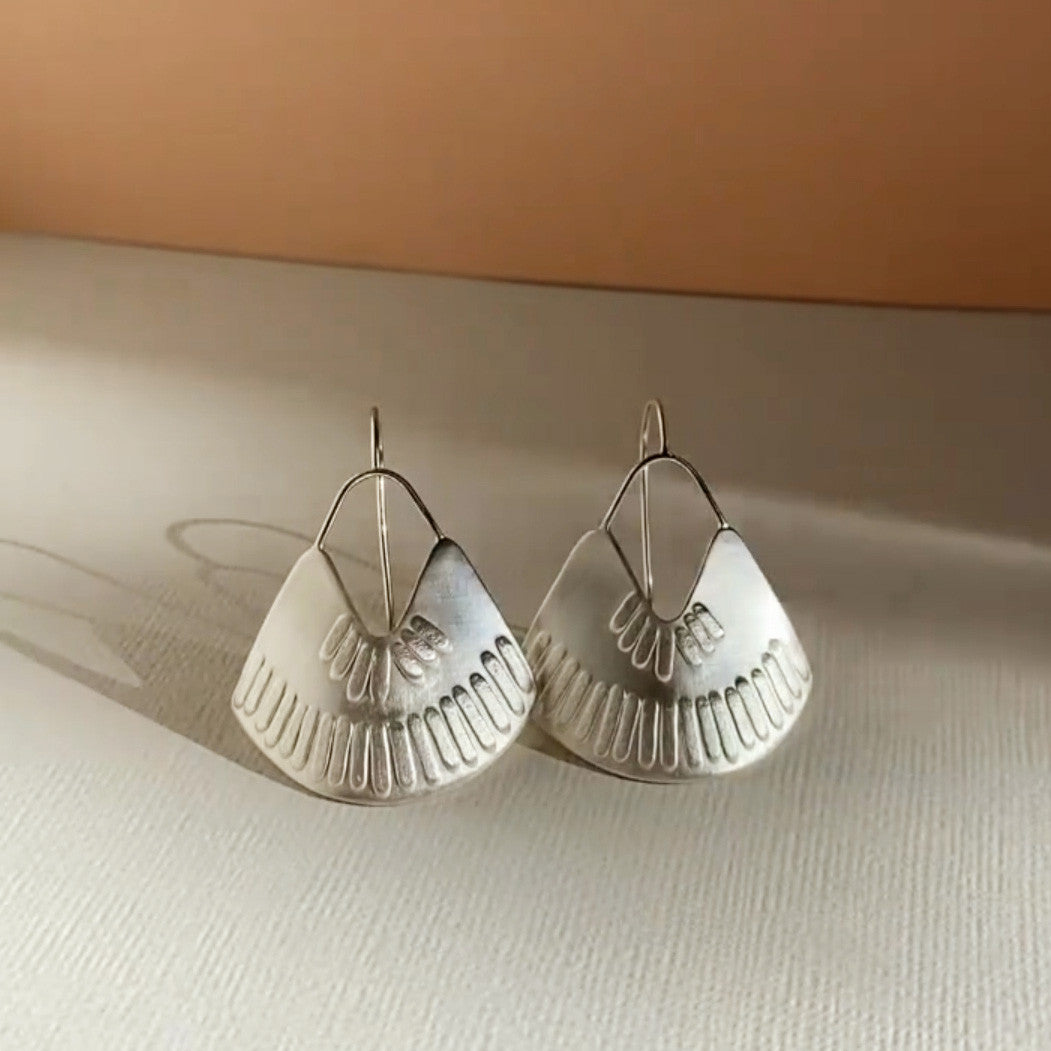 Milly_Thomas_handmade_jewellery_earrings_sterling_silver_statement_embossed_Australia