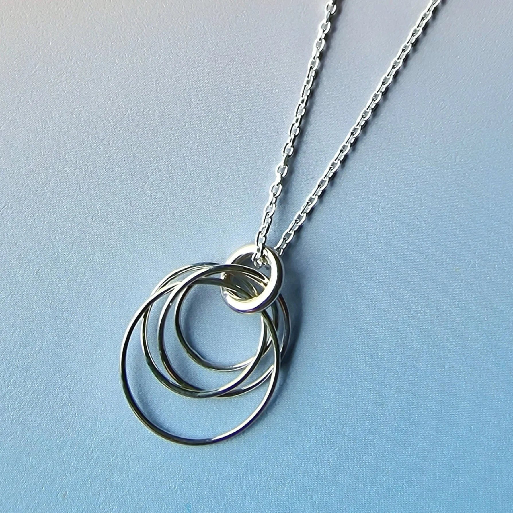 Hoop Cluster Silver Necklace