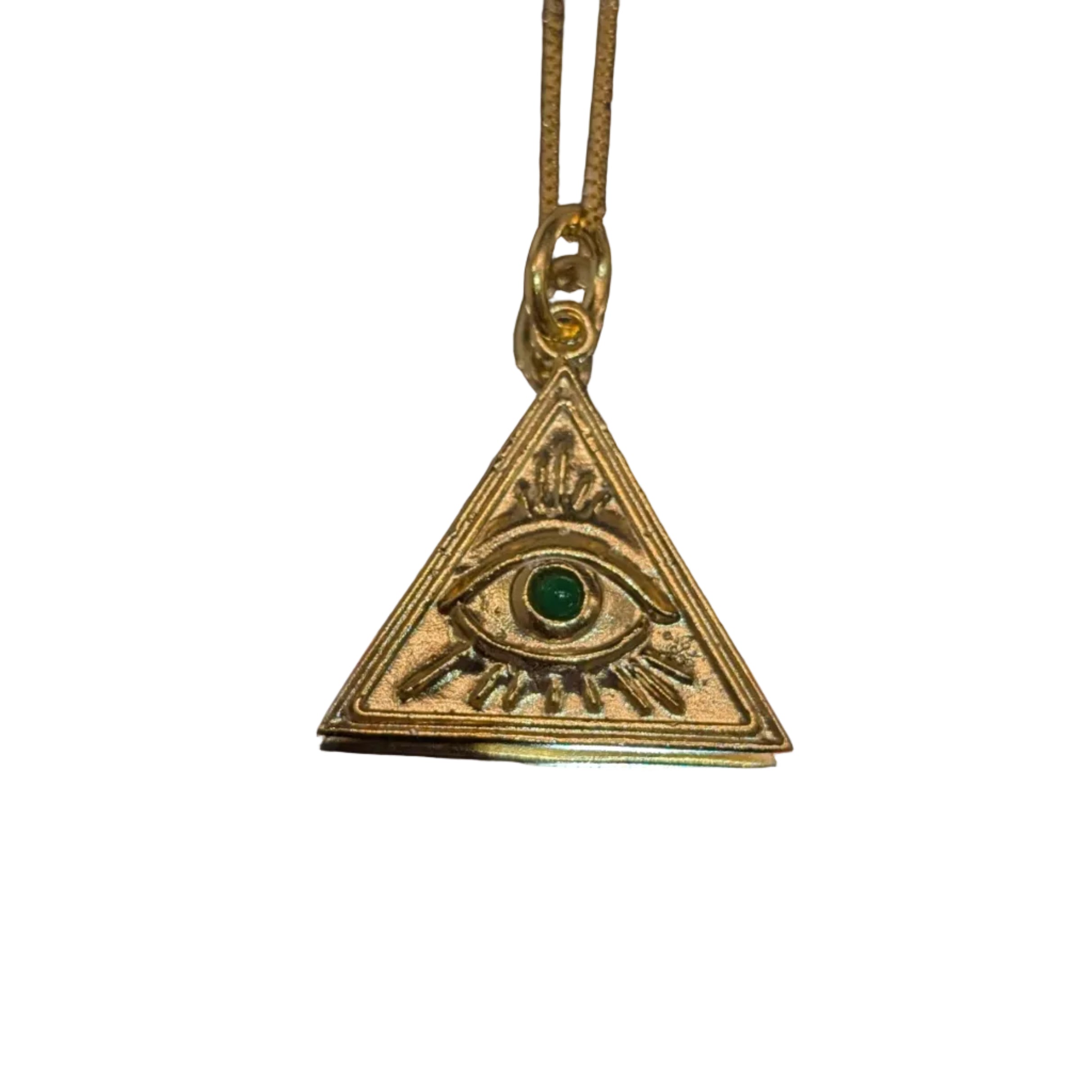 Gold Triangle Necklace with Eye