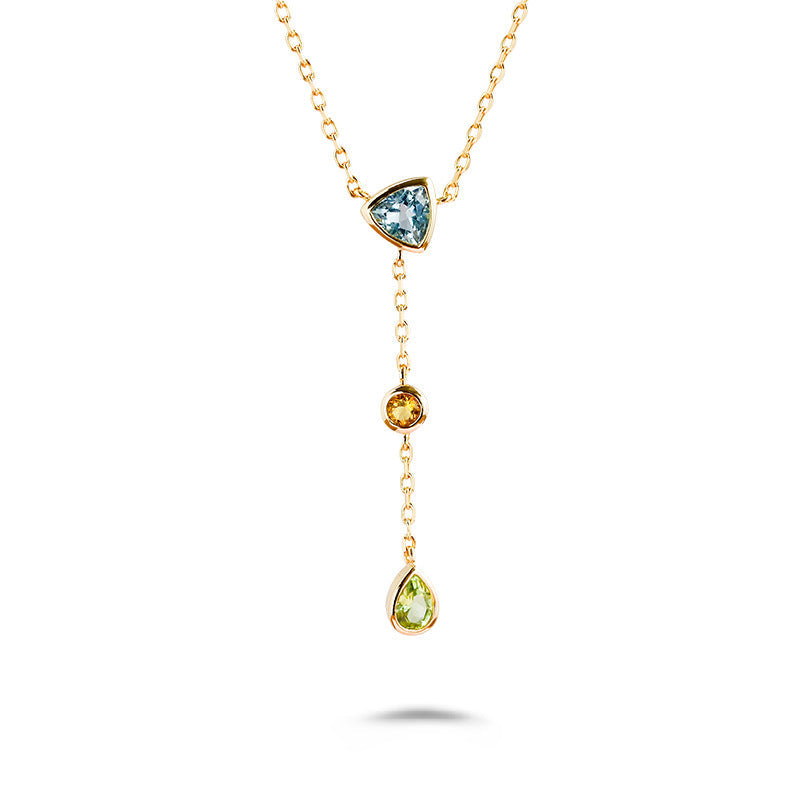 Peridot, Topaz, Amber & Gold Vermeil Drop Necklace