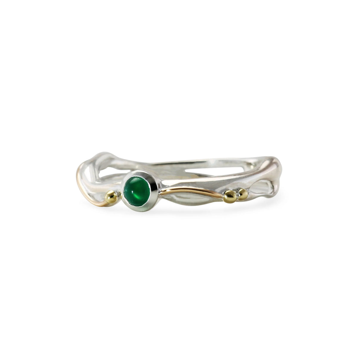 Organic Dainty Green Onyx Ring: Size O 1/2