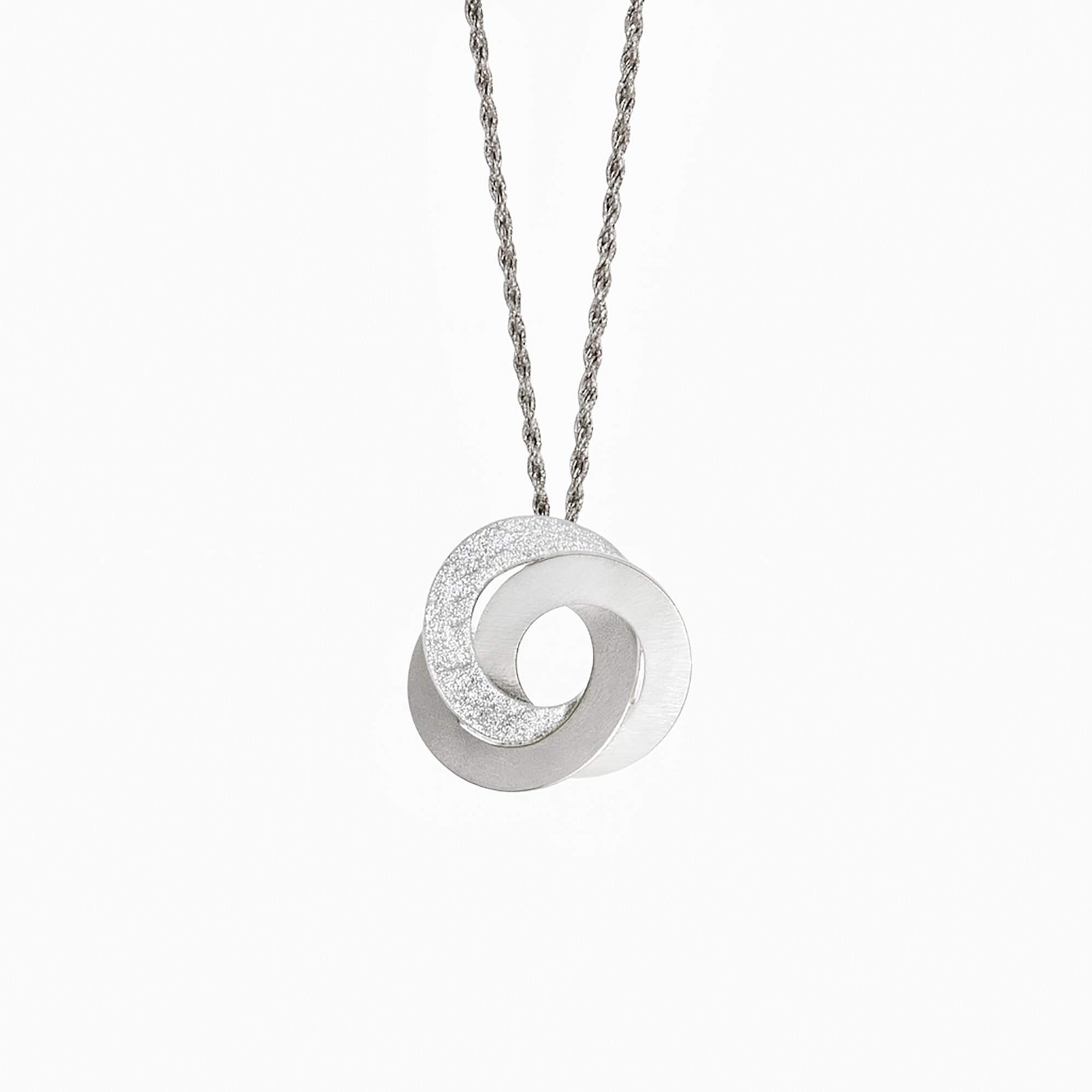 Sterling Silver Textured Interlocking Circles Necklace