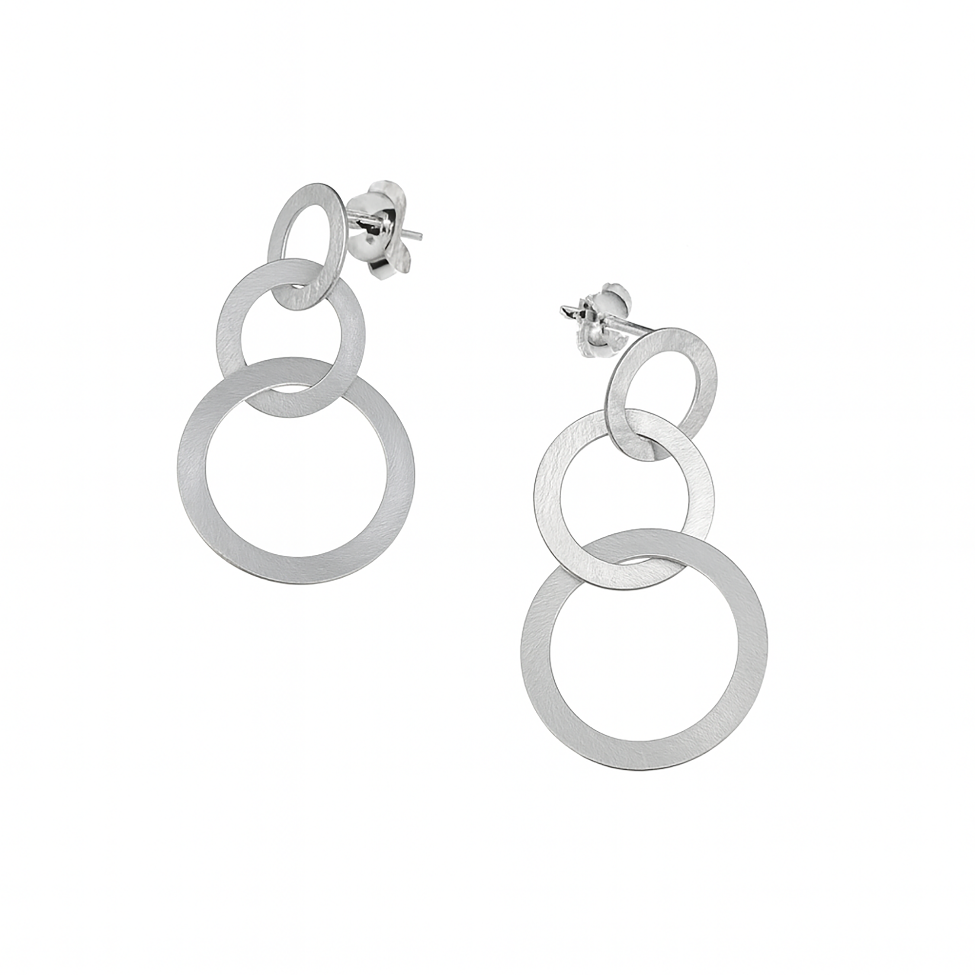 Sterling Silver Circle Chain Drop Earrings