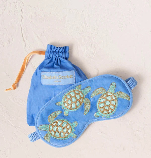 Swimming Turtle Caribbean Blue Velvet Eye Mask