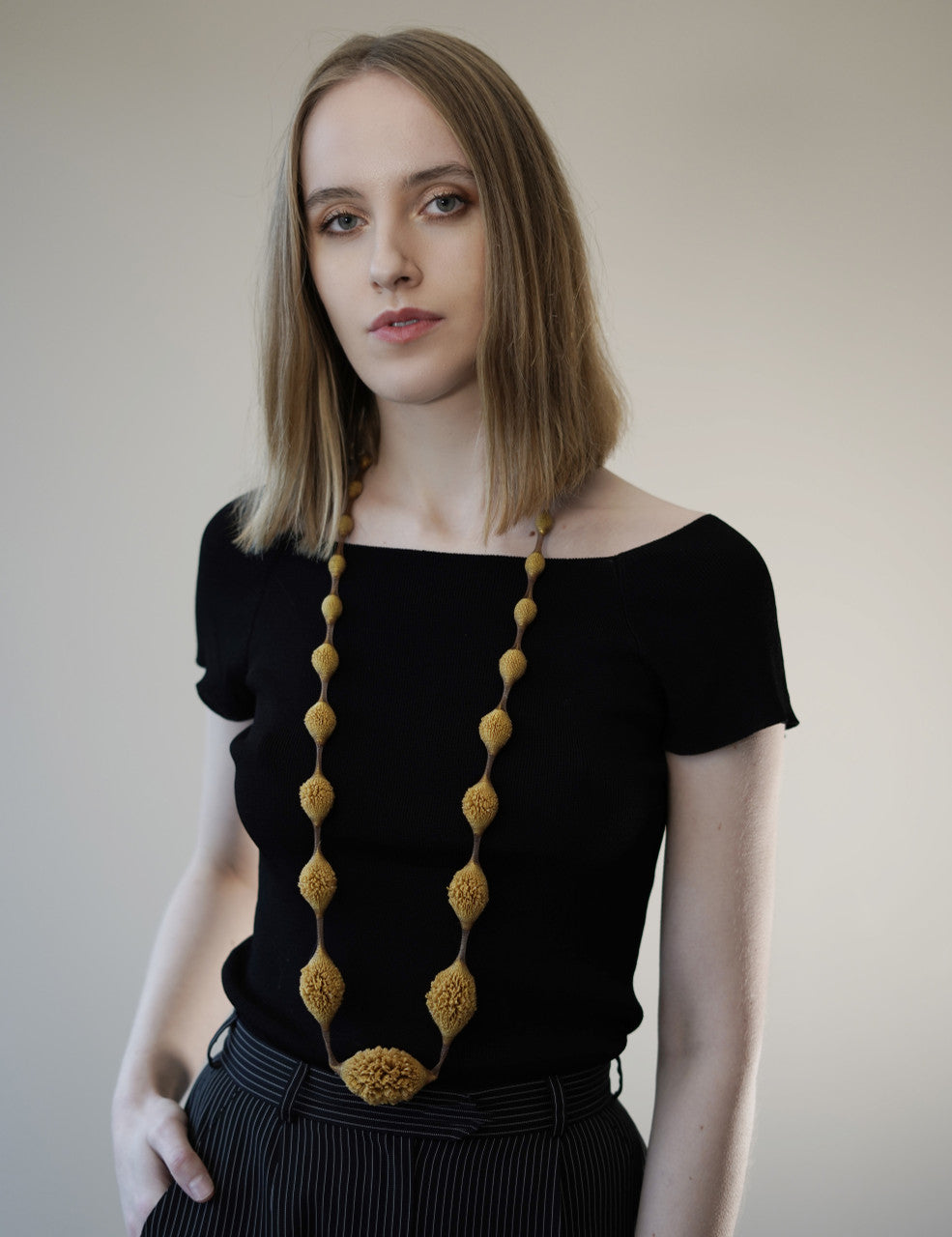 Tzuri_Gueta_necklace_handmade_statement_chunky_silicone_yellow_organic_styled