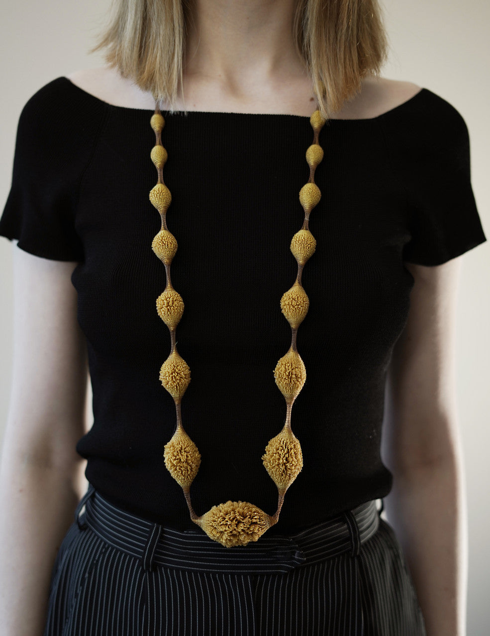Tzuri_Gueta_necklace_handmade_statement_chunky_silicone_yellow_organic_styled