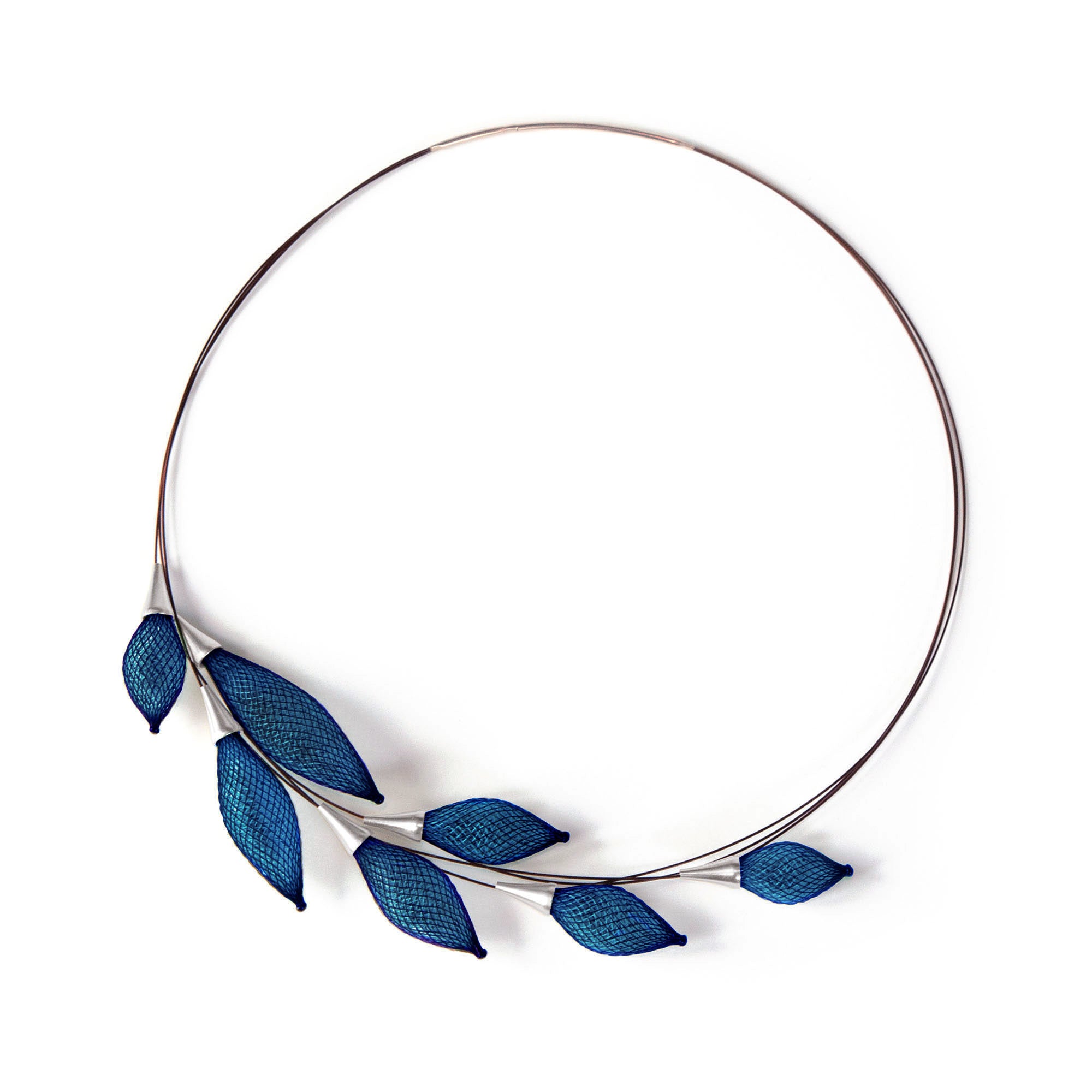 Vlum Blue Silver Epineux Leaves Necklace