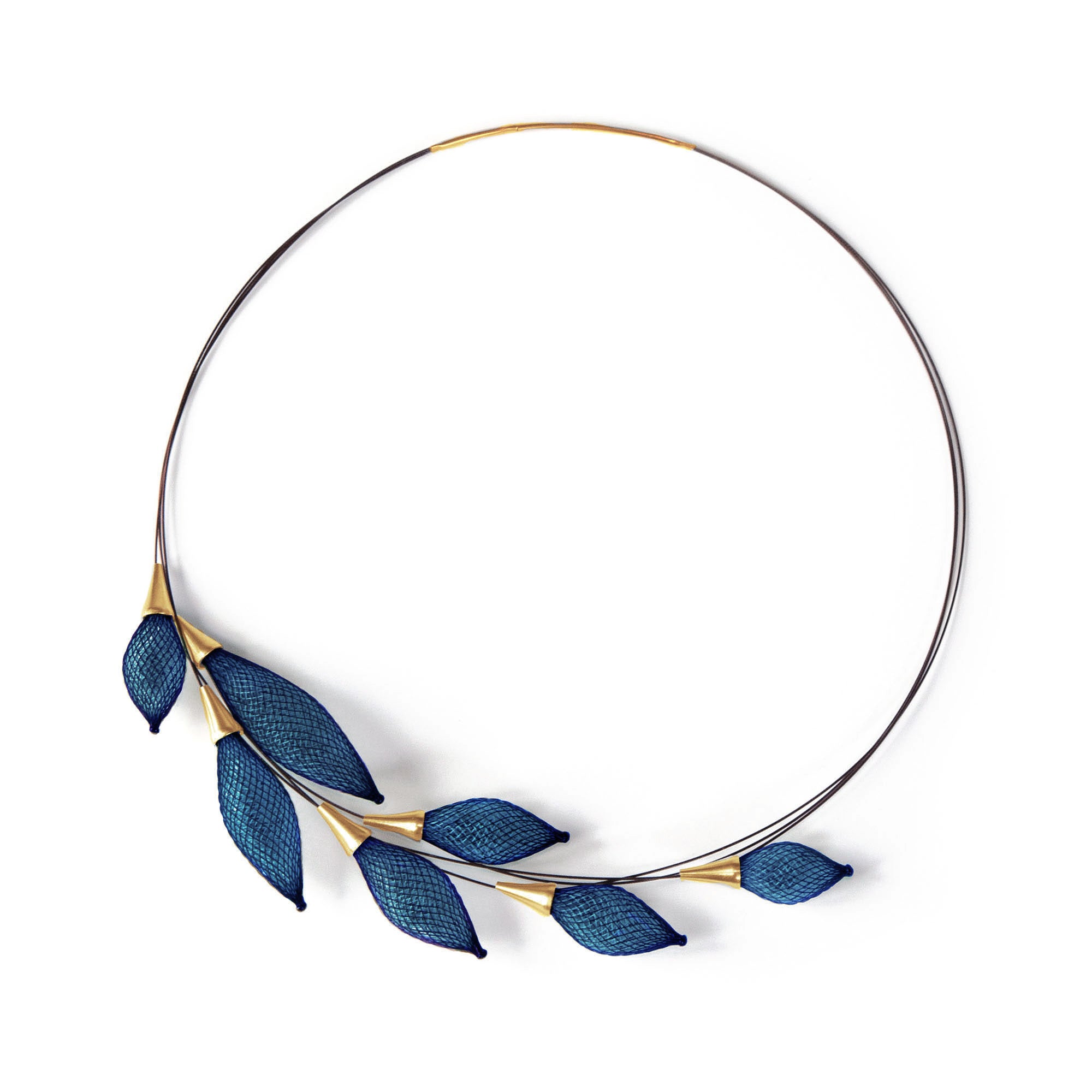 Vlum Blue Silver Epineux Leaves Necklace
