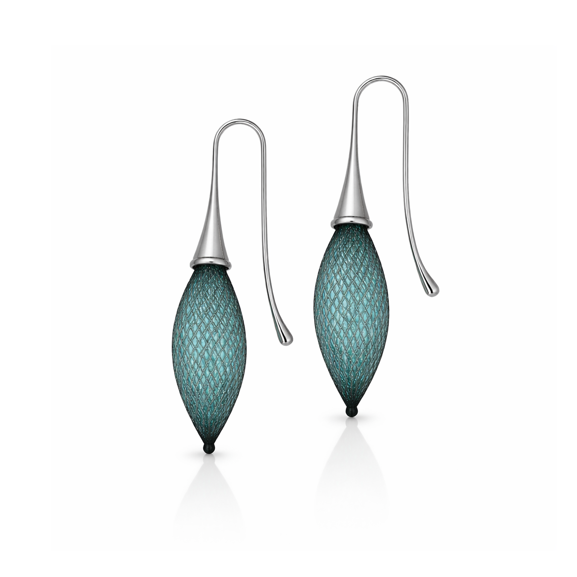 Brown and Green Silver Epineuse Leaf Earrings