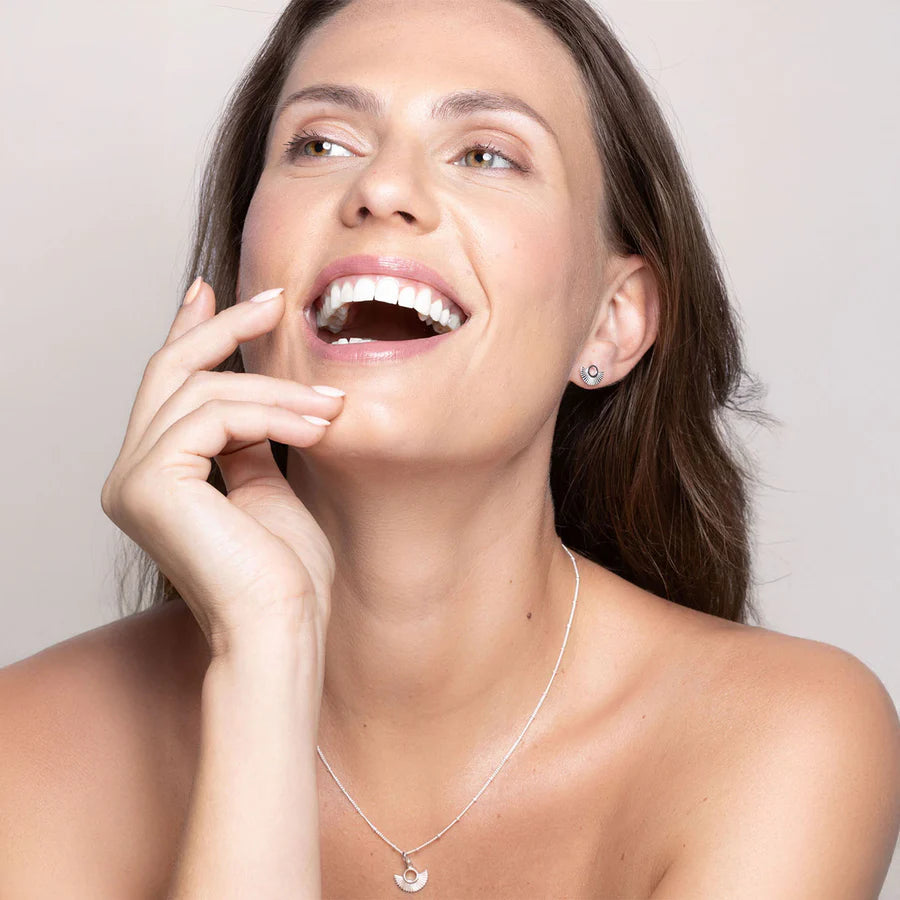 Art Deco Fan Silver Necklace