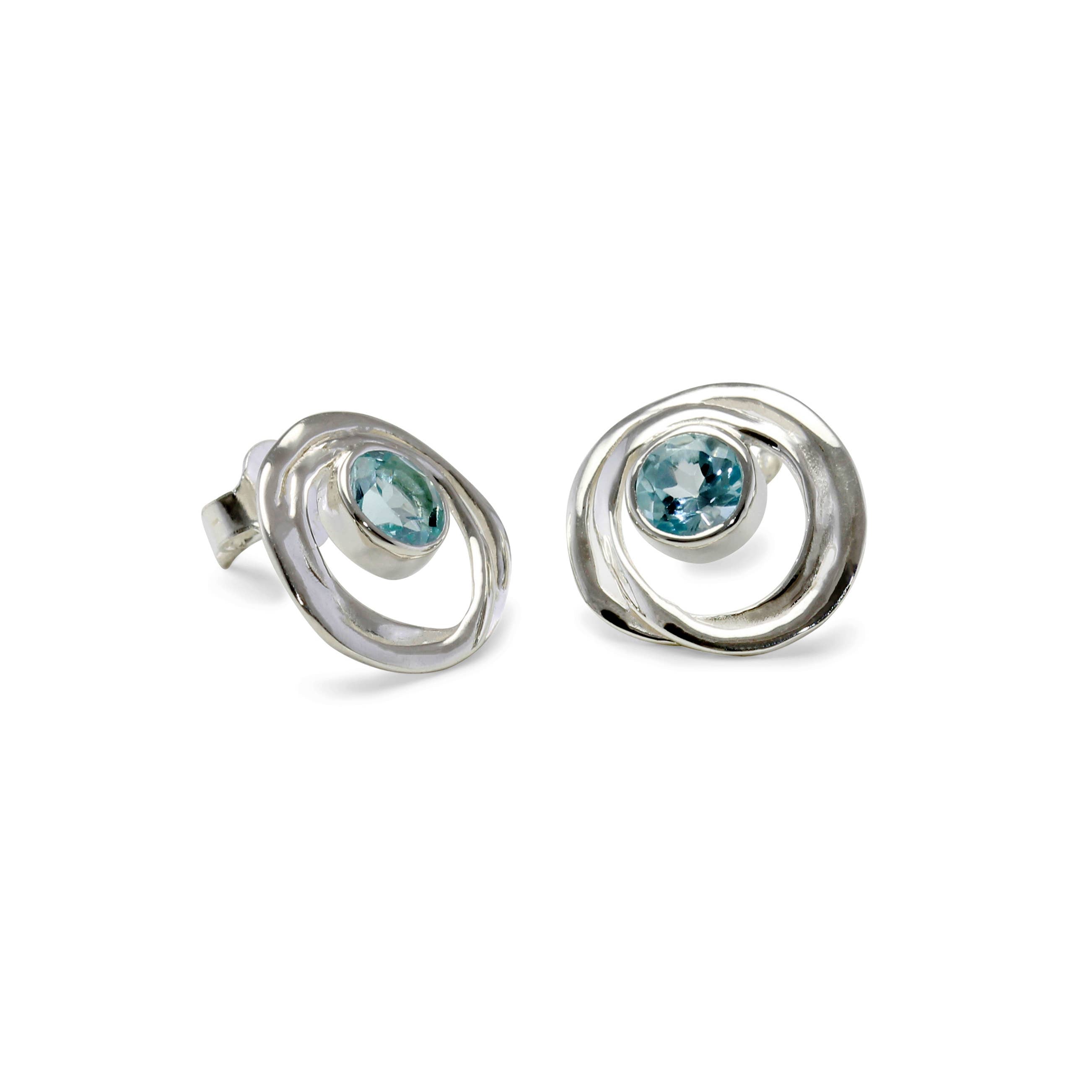 Handmade Blue Topaz Sterling Silver Stud Earrings