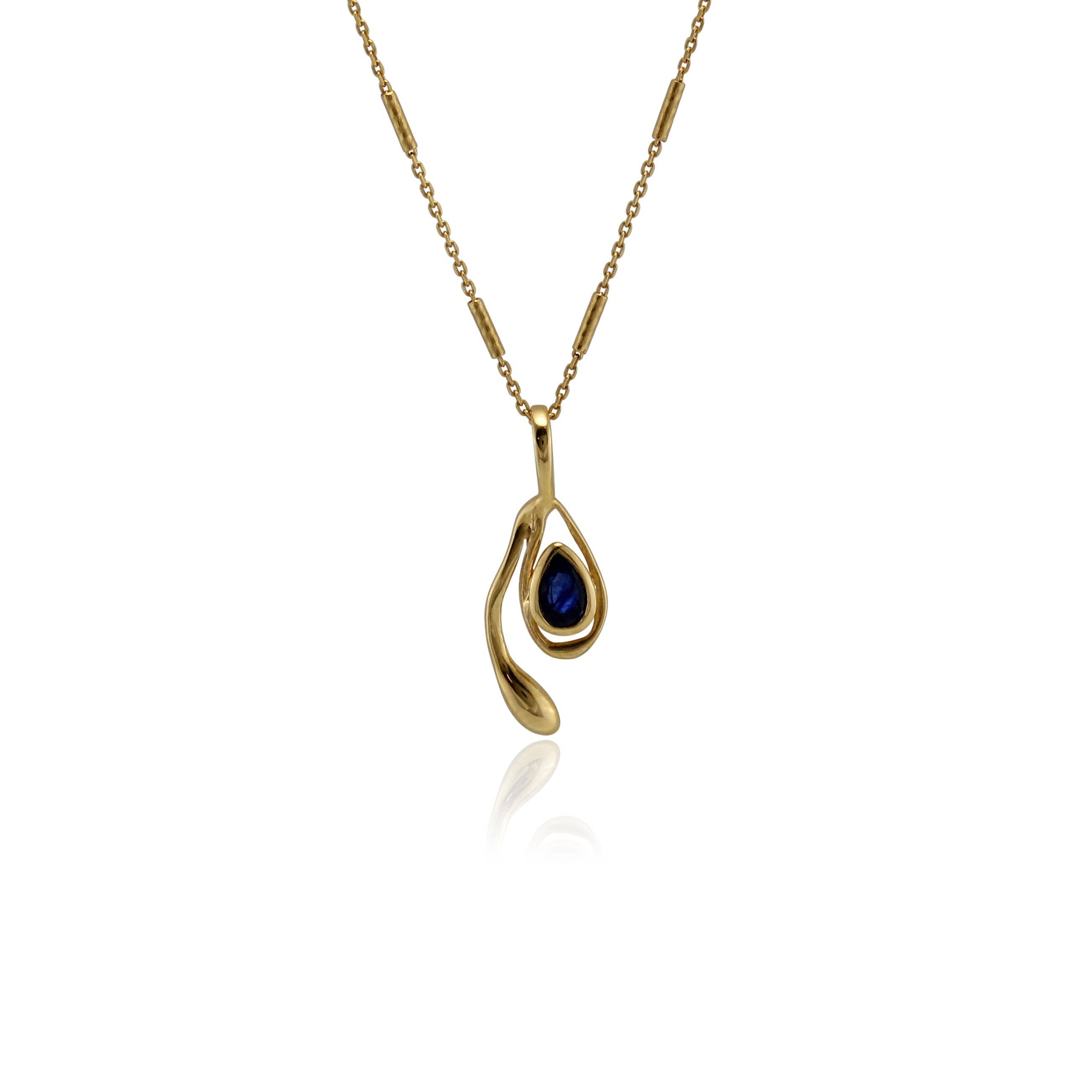 Blue Sapphire Dainty Gold Pendant